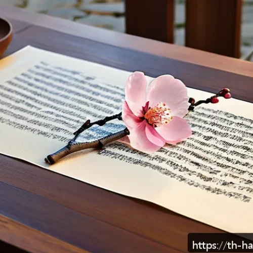 Home 30 한글 시조의 특징 - A serene digital artwork featuring a traditional Korean sijo poem elegantly inscribed on a delicate ...
